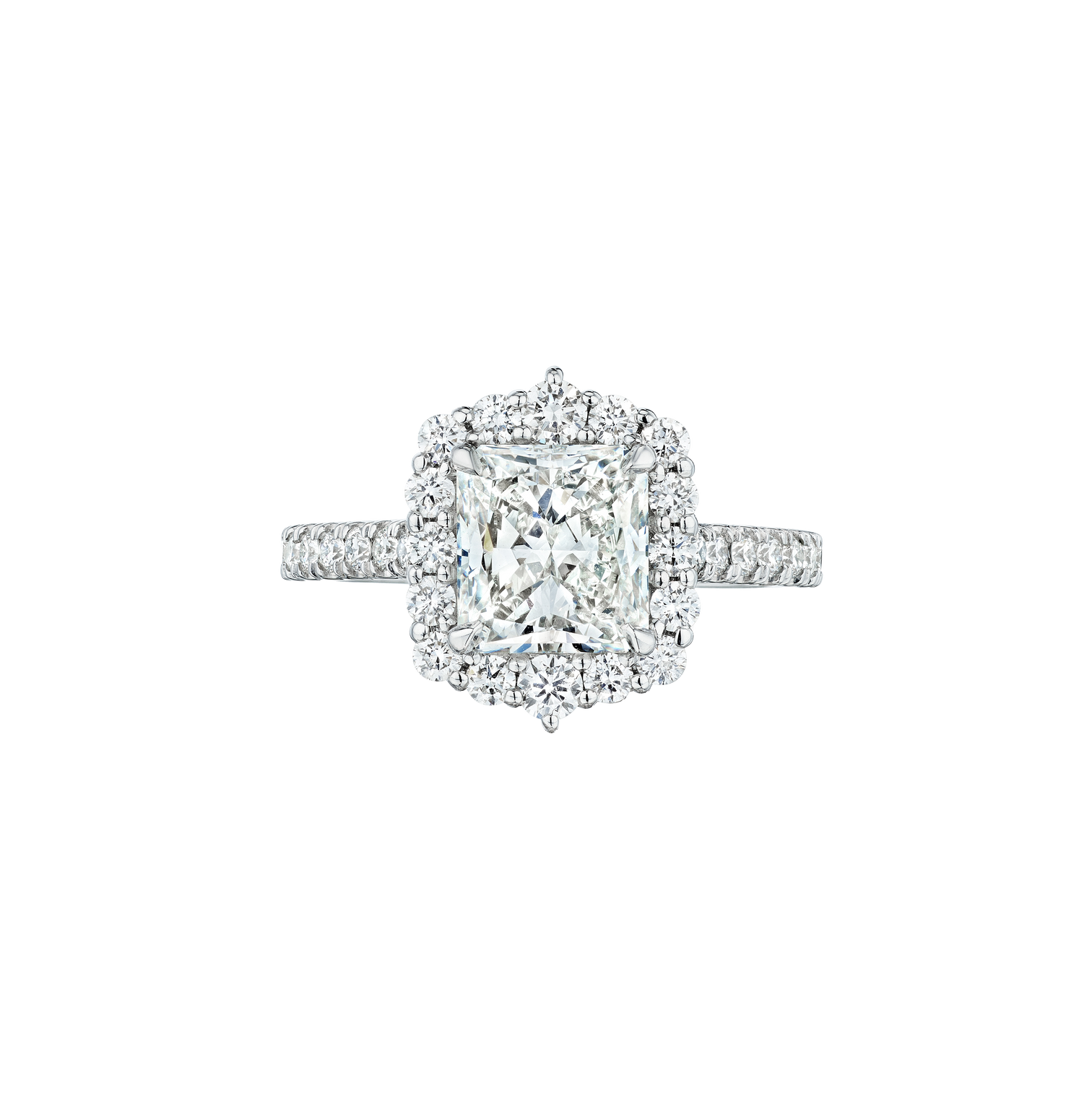Fink's Exclusive Radiant Cut and Halo Engagement Ring in Platinum